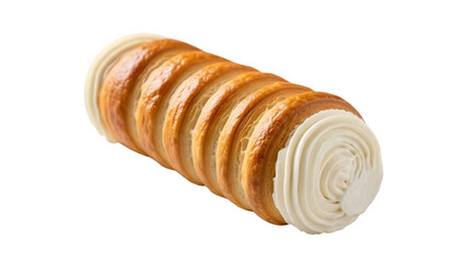 Cream roll pastry isolated on PNG background.
