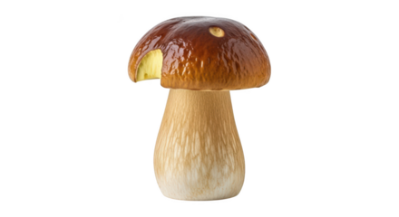 Brown mushroom with white spot isolated on transparent background