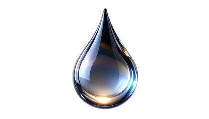 Fototapeta premium Highly detailed, reflective, and glossy water droplet isolated on a black background