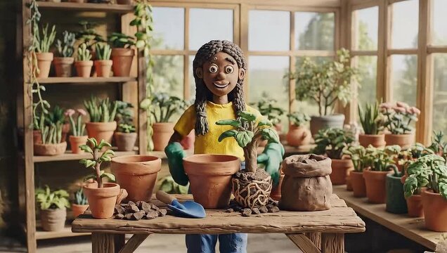Stop Motion Gardener - Clay Animation of Planting a Plant.