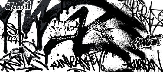 Graffiti background with scribbles. spray paint effect, splatters and tagging hand-drawn style.