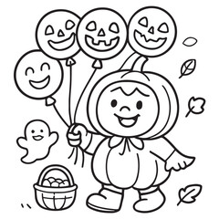 Cute Cat Rolling in Halloween Candy Coloring Page