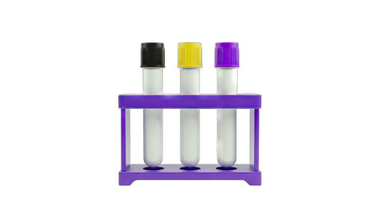 Blood Test Tubes in Rack on White Background