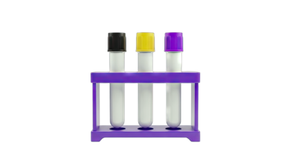 Blood Test Tubes in Rack on White Background