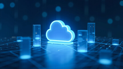 Abstract cloud computing and digital data concept composition