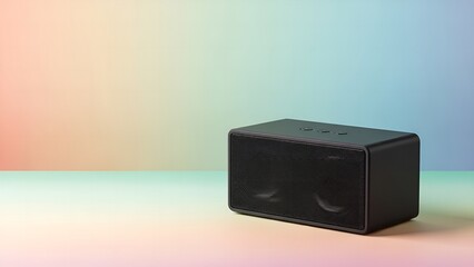 Obraz premium Modern Marshall Bluetooth Speaker on Vibrant Pastel Gradient Studio Background