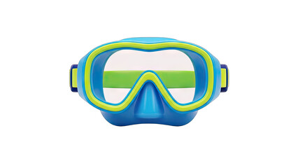 Blue and Green Diving Mask Isolated on White Background