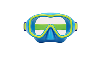 Blue and Green Diving Mask Isolated on White Background