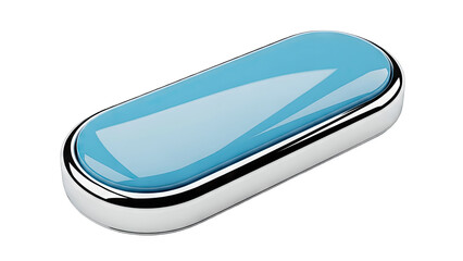 Blue and Silver Oval Object Isolated on White Background