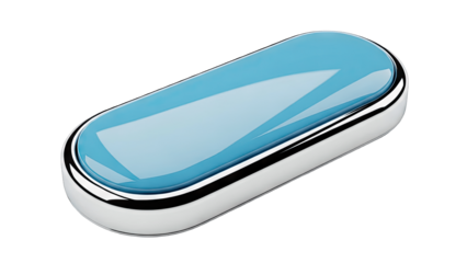 Blue and Silver Oval Object Isolated on White Background