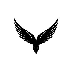 Obraz premium Stylized black vector wings, emblematic of flight, freedom, strength, power, and triumph, isolated graphic design element isolated on transparent background