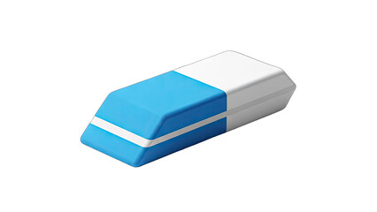 Blue and White Eraser Isolated on White Background