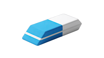Blue and White Eraser Isolated on White Background