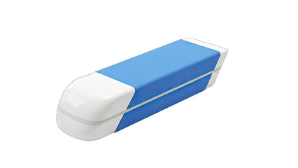 Blue and White Eraser Isolated on White Background
