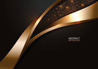 Premium black gold abstract background with fluid golden curves, suitable for business templates, elegant promotional banners, modern corporate design, stylish layout, not AI generated