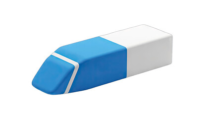 Blue and White Eraser Isolated on White Background