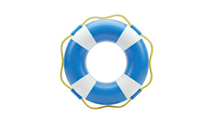 Blue and White Lifebuoy Isolated on White Background