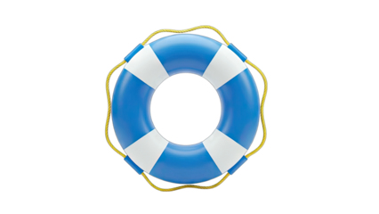 Blue and White Lifebuoy Isolated on White Background