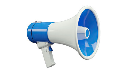 Blue and White Megaphone Isolated on White Background