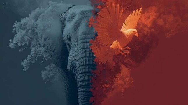 Split banner elephant phoenix strength transformation