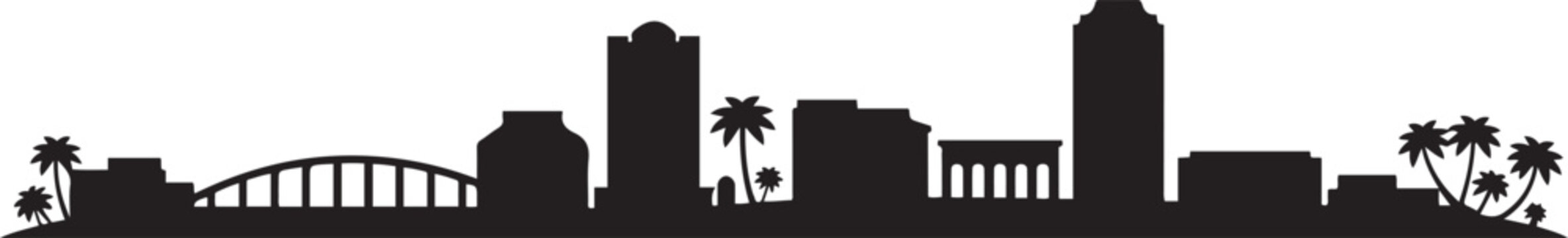 Douala, Cameroon, cityscape illustration skyline. design Vector black silhouette