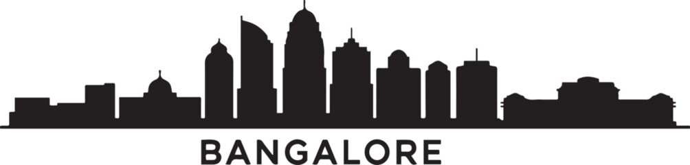 Bangalore India City Skyline. design Vector black silhouette