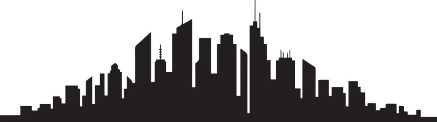 Obraz premium Dynamic City Skyline Solid Depiction Urban Real Estate High Rise Properties Development Vision. design Vector black silhouette