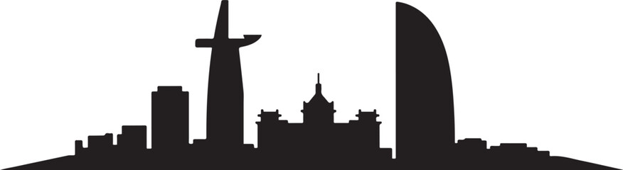 Ho Chi Minh City. design Vector black silhouette