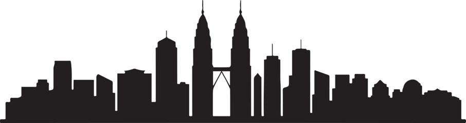 Kuala lumpur Malaysia city. design Vector black silhouette