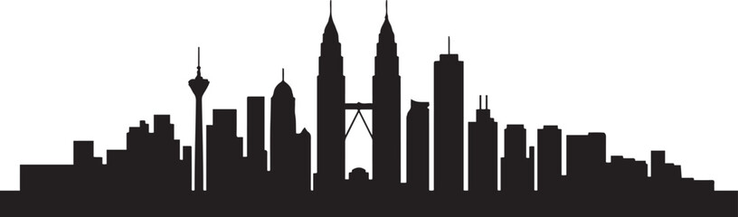 Naklejka premium Kuala lumpur Malaysia city. design Vector black silhouette