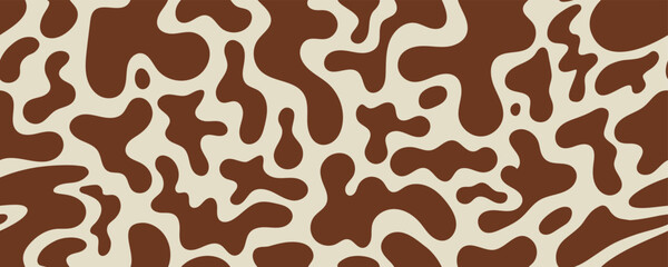 Boho Soft Organic Blob Shape Seamless Pattern. Brown Soft Organic Blob Round Form Background. Vector Abstract Bg