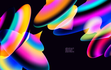 Abstract geometric background of luminescent ovals and disks. Iridescent geometric wallpaper with place for text.