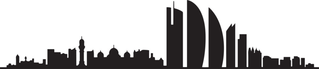 Abu Dhabi UAE City Skyline. design Vector black silhouette