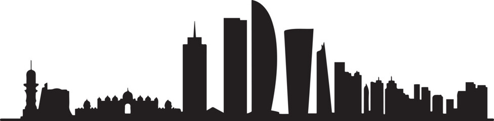 Abu Dhabi UAE City Skyline. design Vector black silhouette