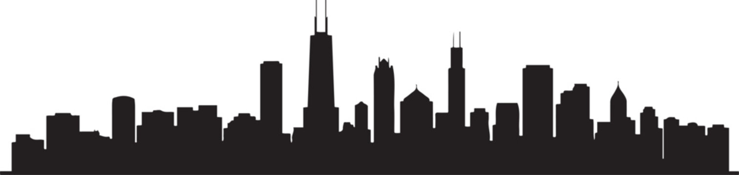 Chicago skyline silhouette. design Vector black silhouette