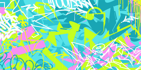 Cool Colorful Abstract Urban Style Hiphop Graffiti Street Art Vector Illustration Background Template