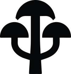 mushroom icon Black silhouette vector illustration on transparent background