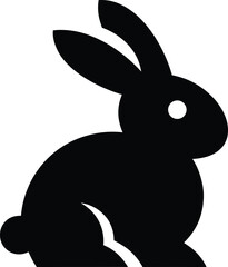 rabbit icon Black silhouette vector illustration on transparent background