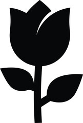 rose icon Black silhouette vector illustration on transparent background