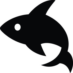 shark icon Black silhouette vector illustration on transparent background