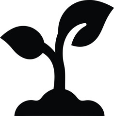 seedling icon Black silhouette vector illustration on transparent background