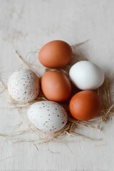 View from above of some eggs