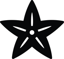 starfish icon Black silhouette vector illustration on transparent background