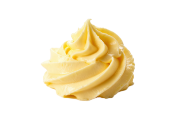 Delicious and creamy yellow frosting swirl for dessert decoration