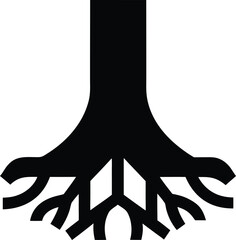 tree roots icon Black silhouette vector illustration on transparent background