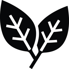tree leaves icon Black silhouette vector illustration on transparent background