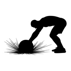 excerice gyme iron ball , body builder silhouette
