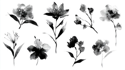 Floral Ink Wash Painting