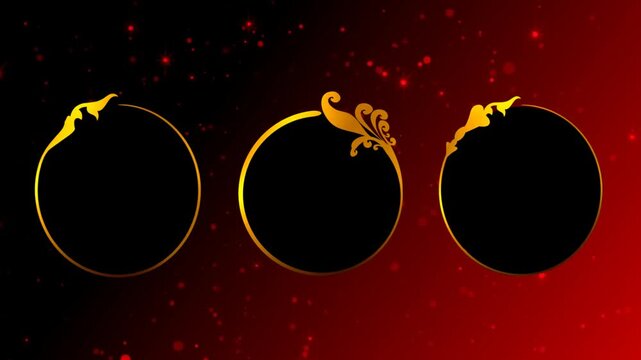 Elegant Golden Ornate Triple Frames Loop with BlackRed Gradient Background