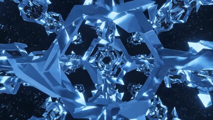 Intricate blue geometric crystal structure - Powered by Adobe